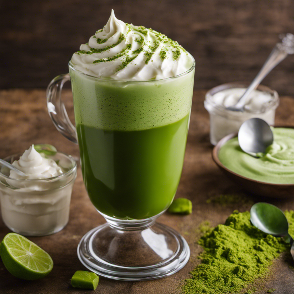 An image that captures the essence of a creamy, sweet, and delicious frozen matcha latte recipe