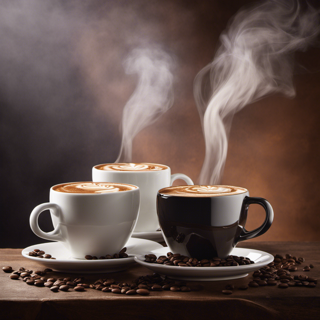 An image showcasing two coffee mugs filled with steaming, rich coffee