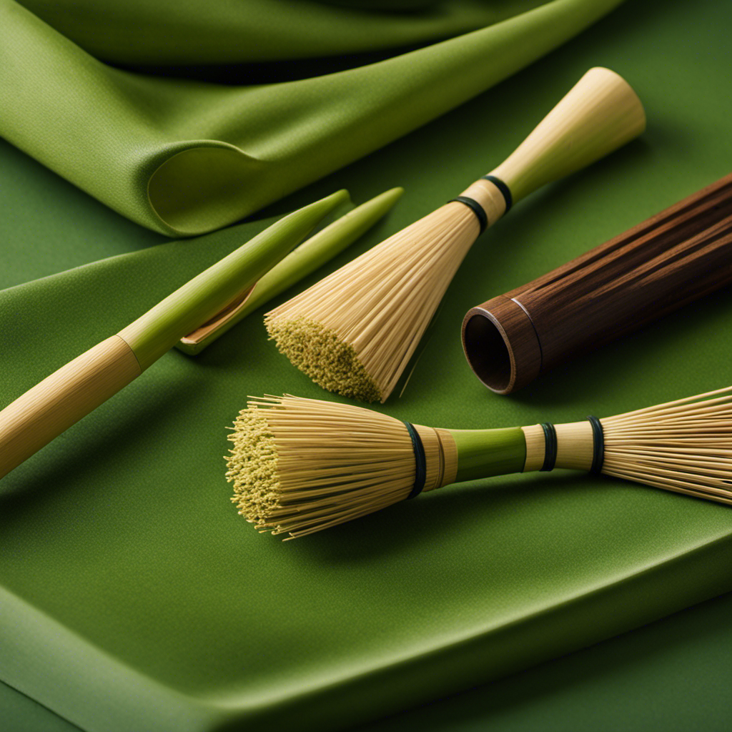 An image that showcases the delicate beauty of a traditional bamboo matcha whisk