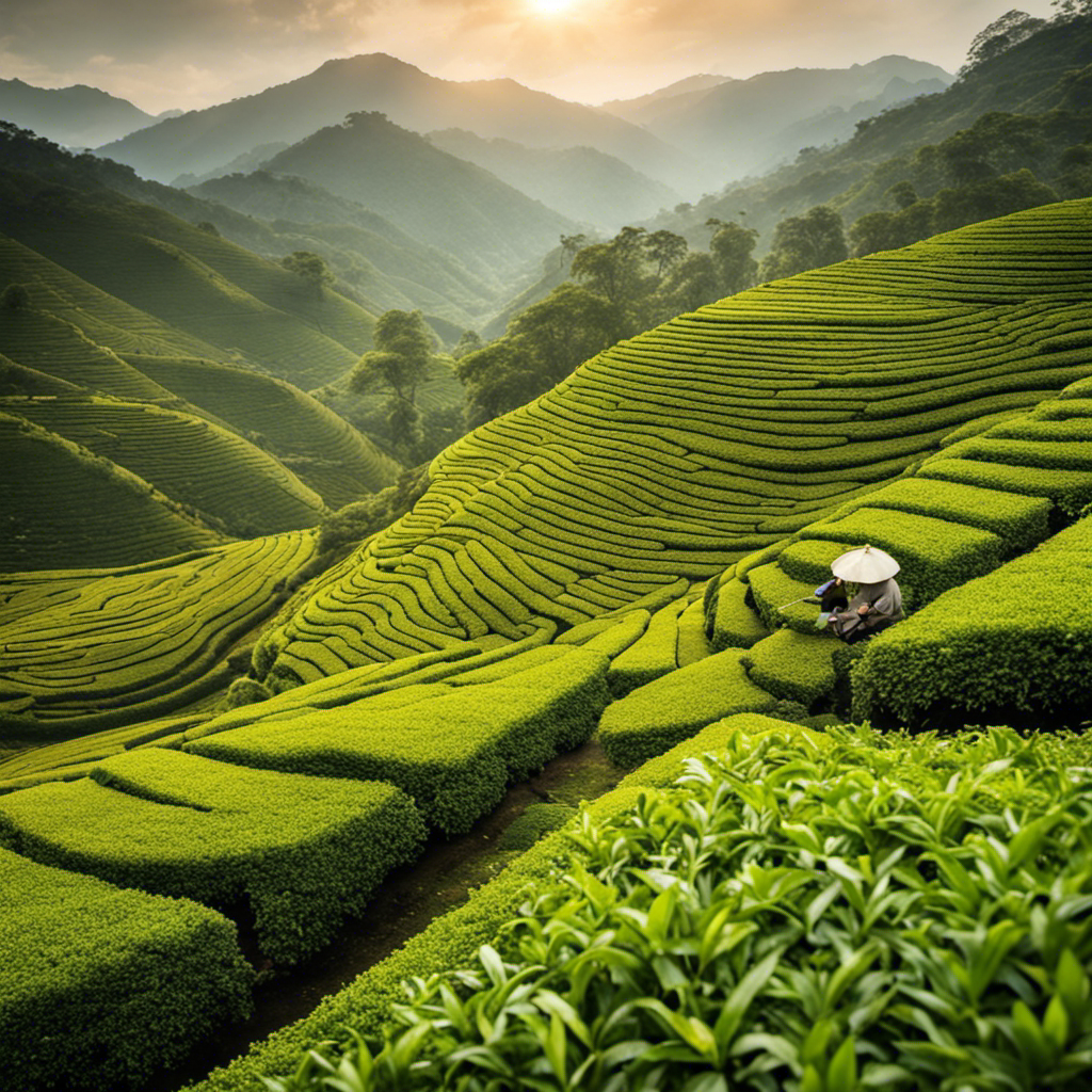 An image showcasing the intricate journey of tea production
