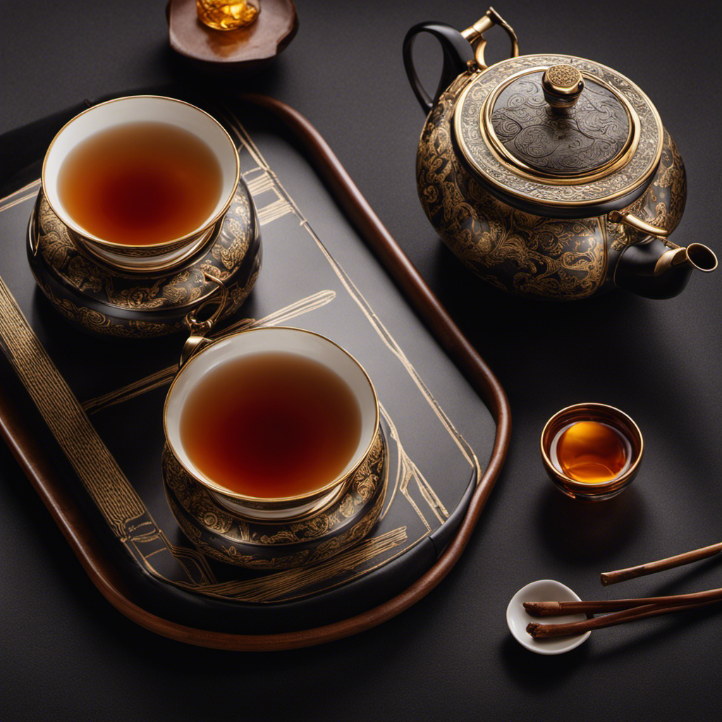 An image that captures the ethereal charm of Shou Puerh, where swirling steam rises from a teapot, revealing the dark amber elixir within