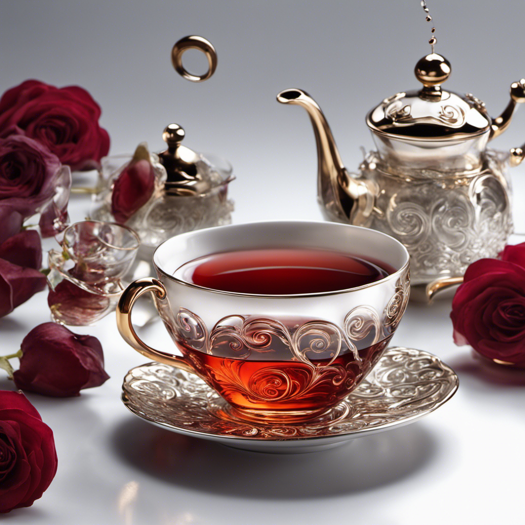 An image showcasing a charming tea set and a delicate wine glass side by side