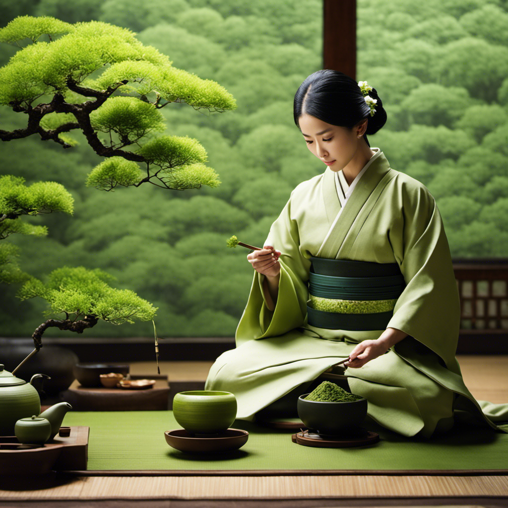 A captivating image showcasing the serene beauty of a traditional Japanese tea ceremony
