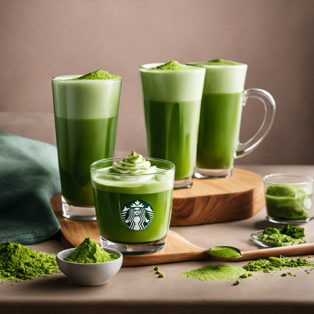 An image showcasing a vivid green matcha latte being poured into a glass, revealing a clumpy, dull mixture that disappoints, capturing the essence of Starbucks' matcha controversy