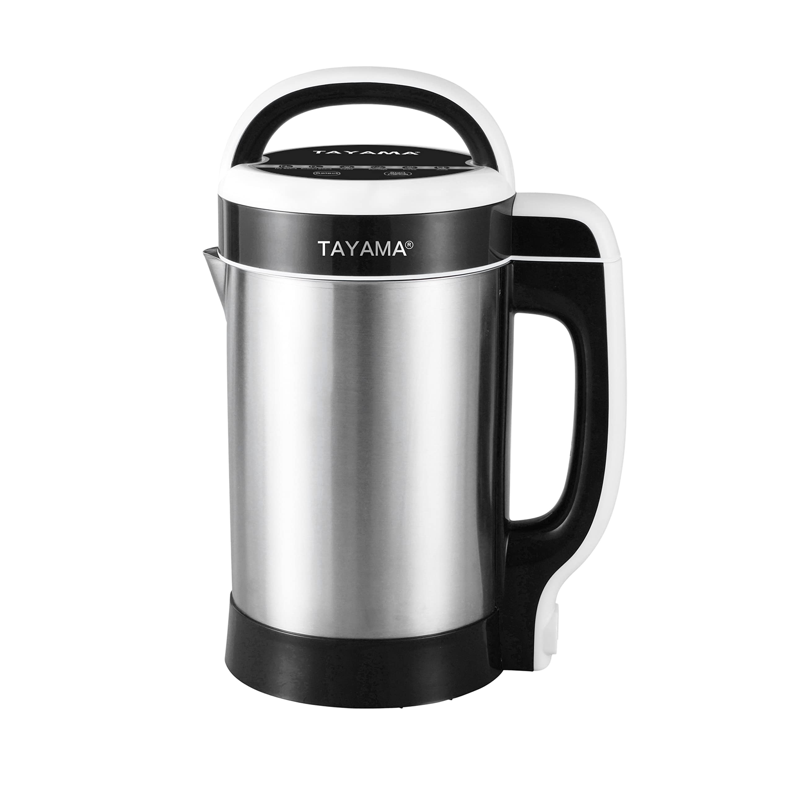 A stainless steel pot with a handle on a white background.