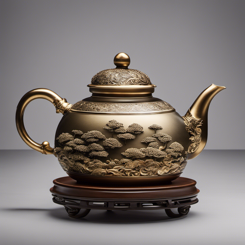 An image showcasing the intricate brewing process of Oolong tea: a handpicked, partially oxidized tea leaf unfurling elegantly in a glass teapot, releasing delicate aromas, while a skilled artisan pours hot water