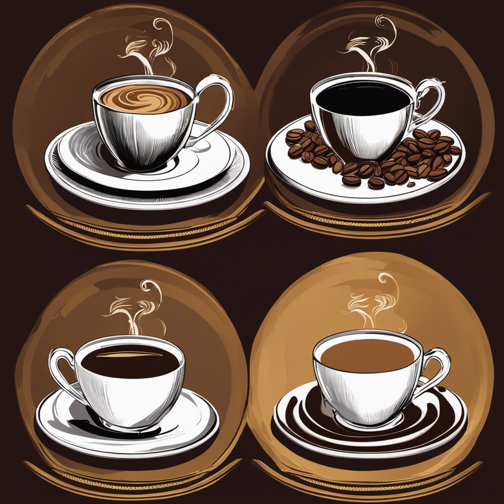 An image showcasing four cups of coffee, each with a distinct hue, from light to dark