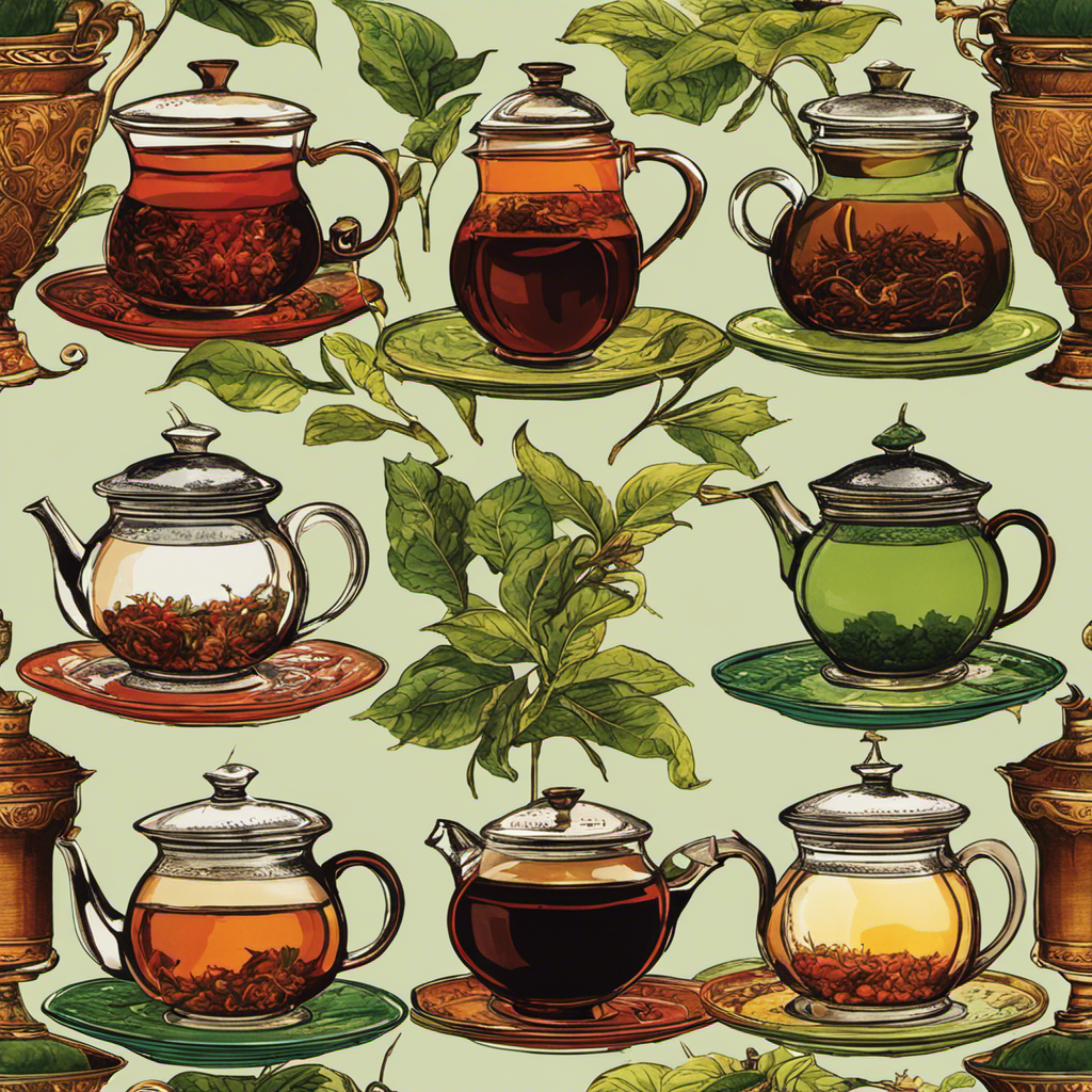 An image that showcases the distinct characteristics of black tea, green tea, and oolong tea