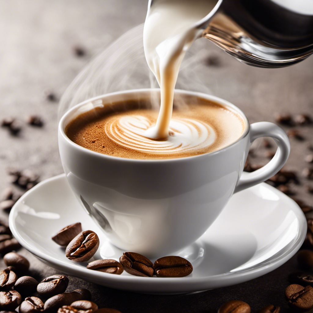 An image that showcases a steaming cup of coffee with a frothy, creamy texture