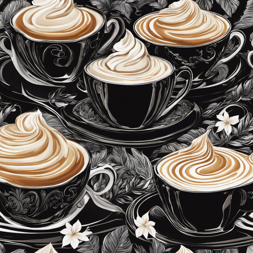 An image that showcases a steaming cup of coffee with a luscious swirl of cream of coconut, gently cascading into the dark brew, giving it a creamy and tropical twist