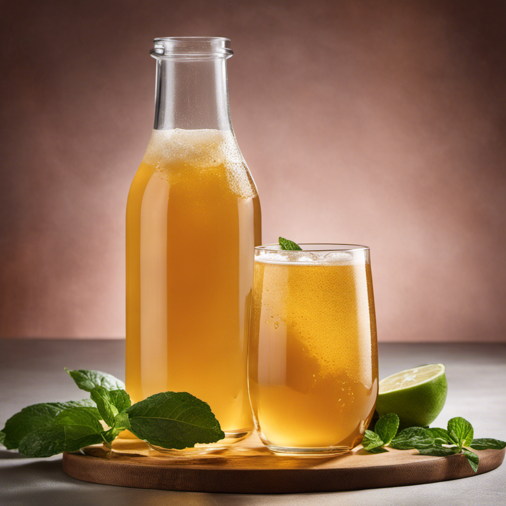 An image showcasing a glass filled with vibrant, translucent Kombucha tea