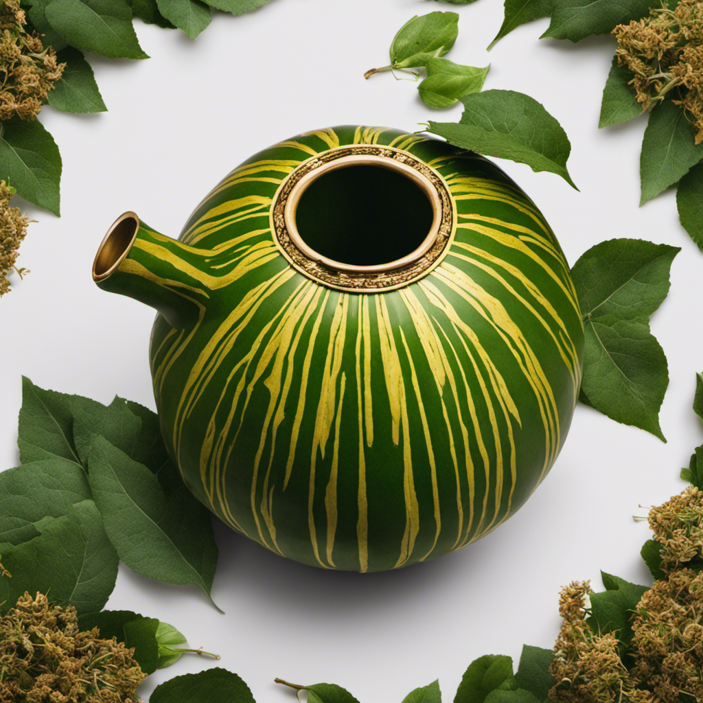 An image featuring a vibrant gourd filled with rich green Yerba Mate leaves, surrounded by a delicate white steam drifting upwards, hinting at the enticing aroma