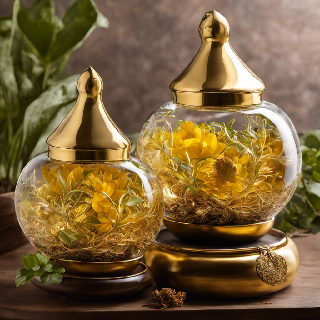 An image showcasing a vibrant, golden-hued yerba mate infusion in a crystal-clear glass gourd