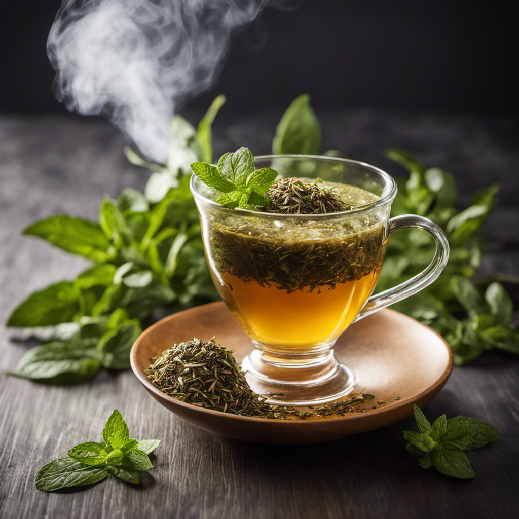 -up shot of a steaming cup of yerba mate, with delicate wisps of steam rising from the surface