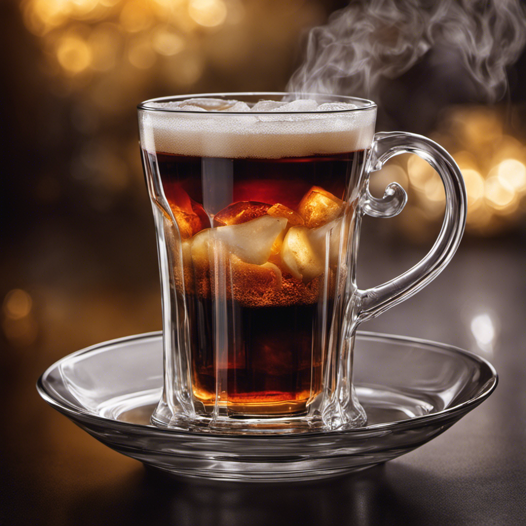 An image showcasing a steaming cup of Postum nestled next to a tall glass filled with a refreshing, fizzy drink