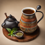 An image showcasing a steaming cup of yerba mate and a mug of coffee side by side, displaying their distinct colors, textures, and sizes