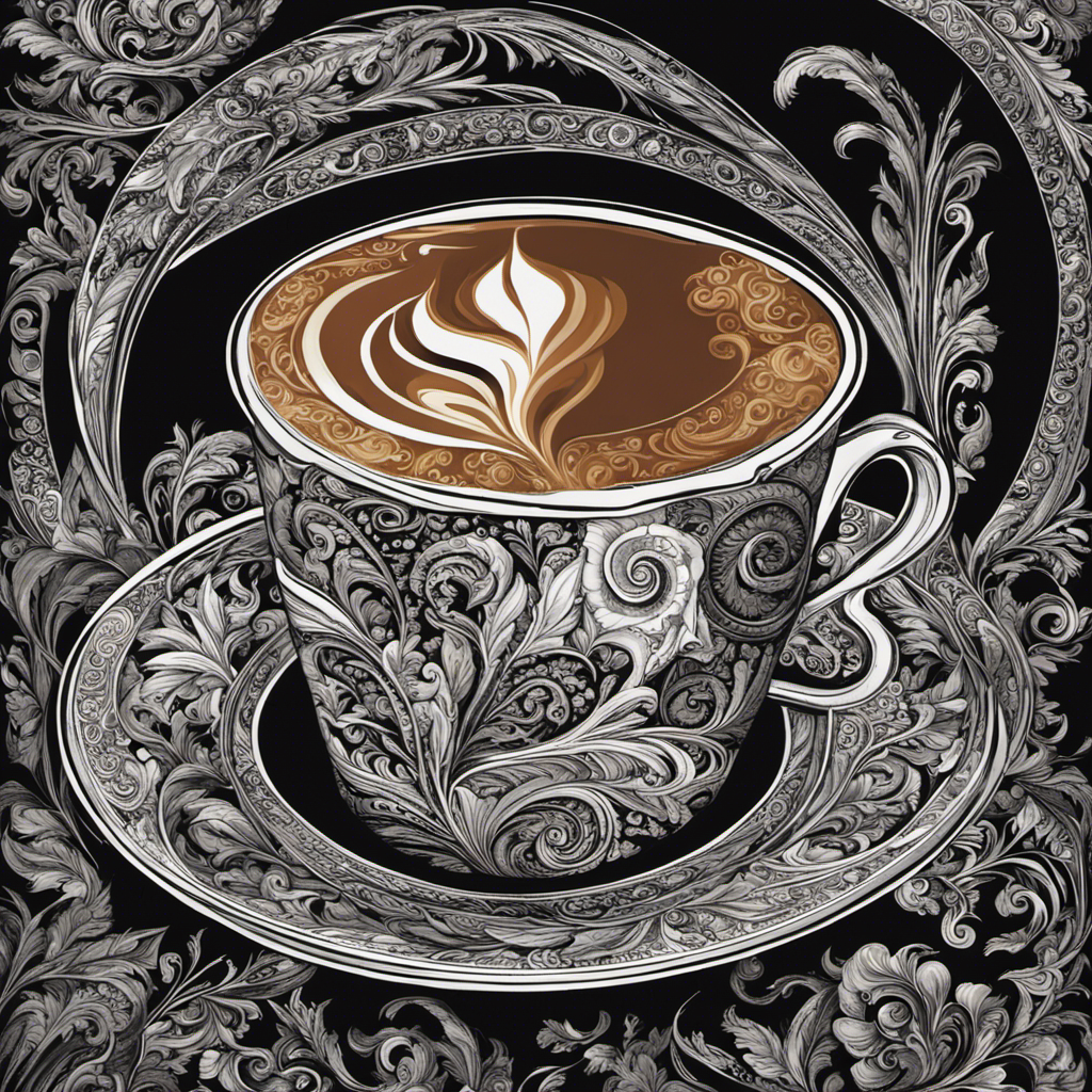 An image showcasing a steaming cup of coffee with a swirl of rich, creamy almond milk