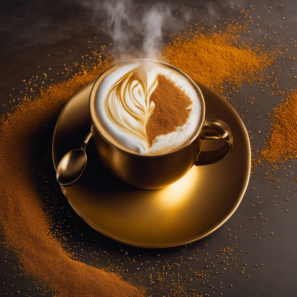 An image featuring a steaming cup of coffee with a golden, aromatic malt grain emerging from it