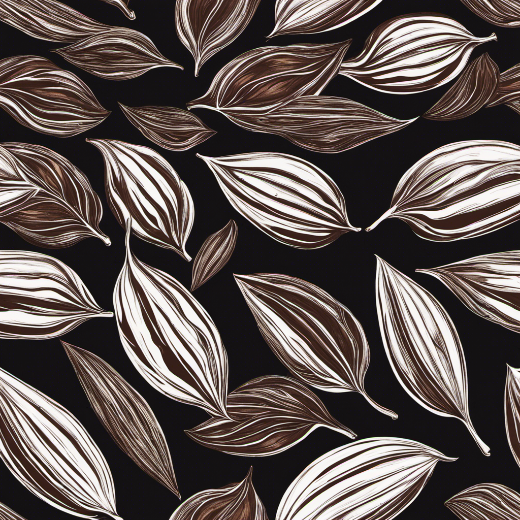 An image showcasing a close-up of a raw cacao bean, revealing its rich, deep brown color and a glossy texture