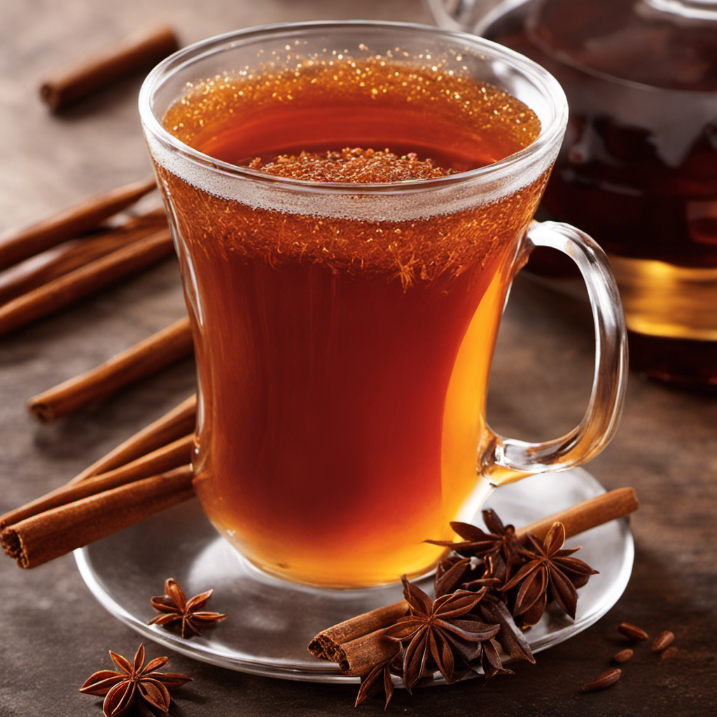 An image showcasing a tantalizing glass of Root Beer Rooibos Tea