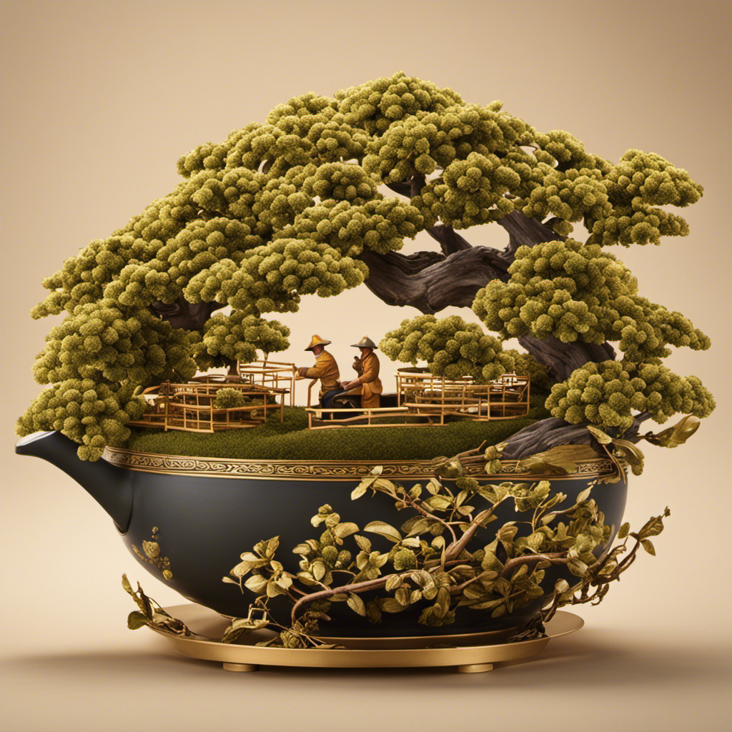 An image showcasing the intricate process of brewing oolong tea