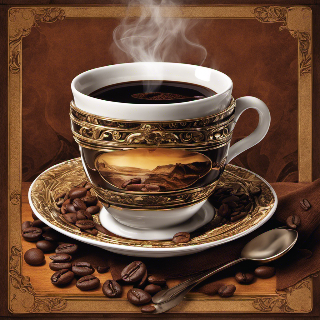 An image showcasing a steaming cup of Postum Coffee, exuding a rich, dark brown hue with notes of toasted malt, nutty undertones, and a hint of earthy aroma, inviting readers to learn about its unique flavor