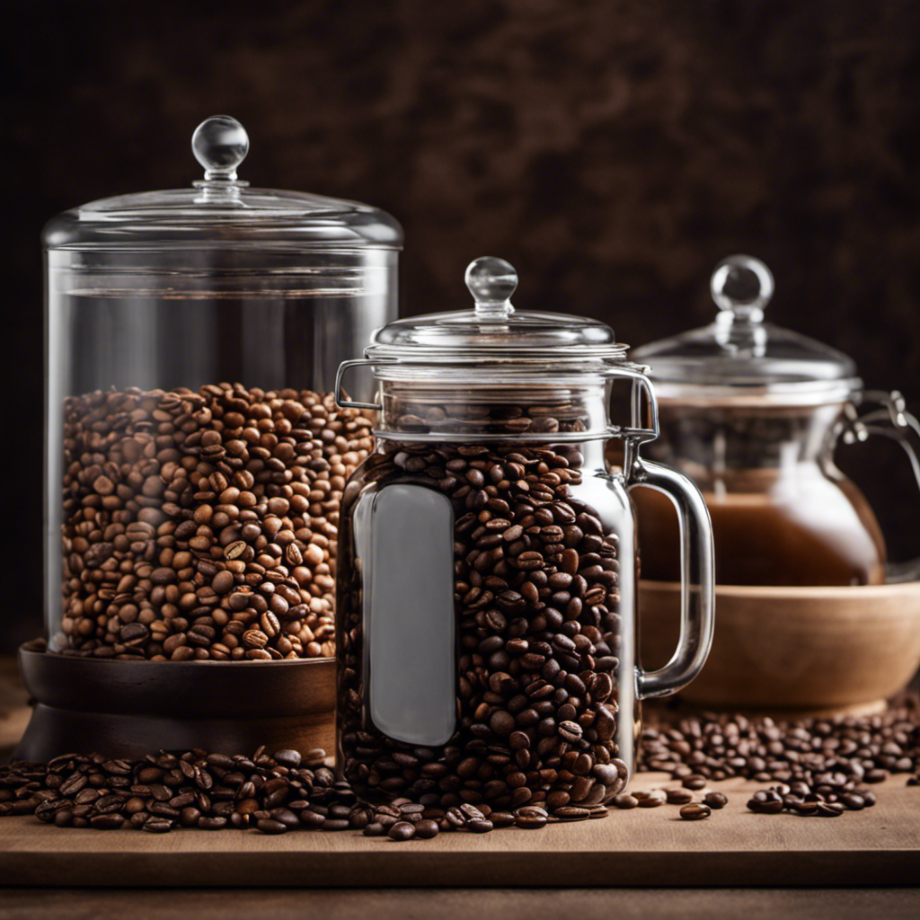 An image featuring a clear glass jar filled with freshly brewed coffee, adorned with a tightly sealed lid