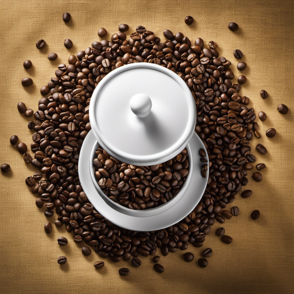 An image showcasing a tightly sealed, air-tight container filled with freshly roasted coffee beans, exuding an enticing aroma