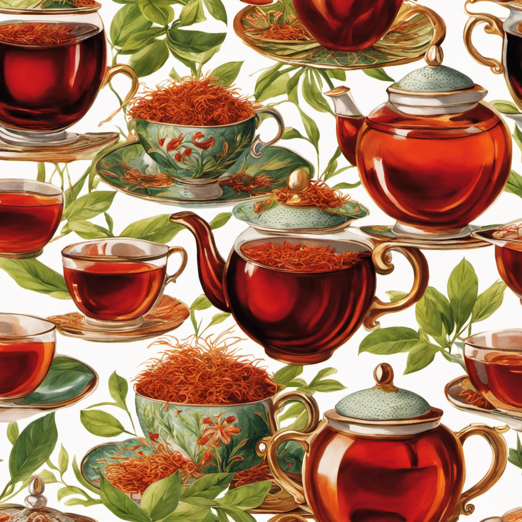 An image showcasing two vibrant tea cups, one filled with rich crimson-hued red rooibos, emanating earthy warmth, while the other holds a delicate green rooibos infusion, radiating fresh and invigorating herbal notes
