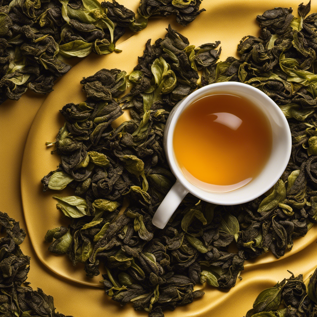 An image featuring a close-up shot of a freshly brewed cup of Milk Oolong tea, showcasing its vibrant golden hue