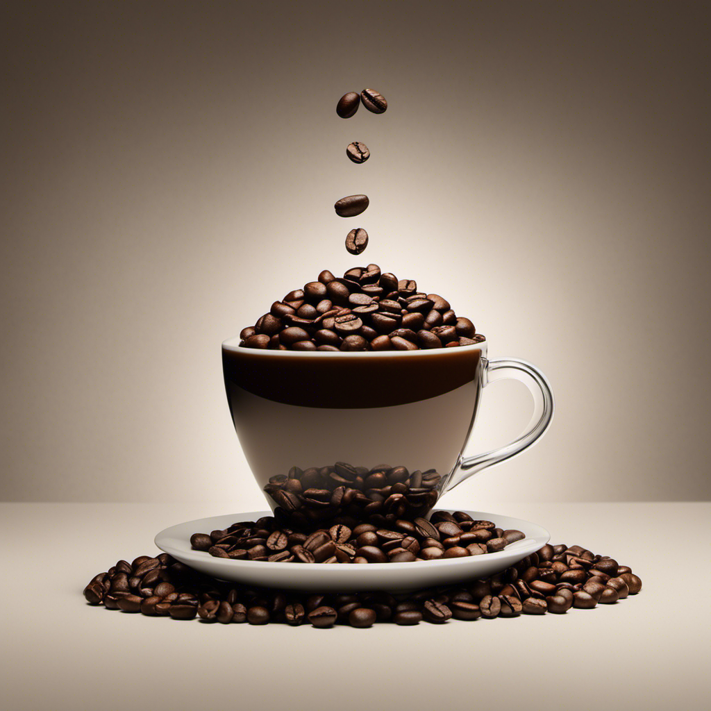 An image depicting a coffee cup filled with 15 evenly spaced coffee beans, surrounded by a stopwatch showing 15 minutes