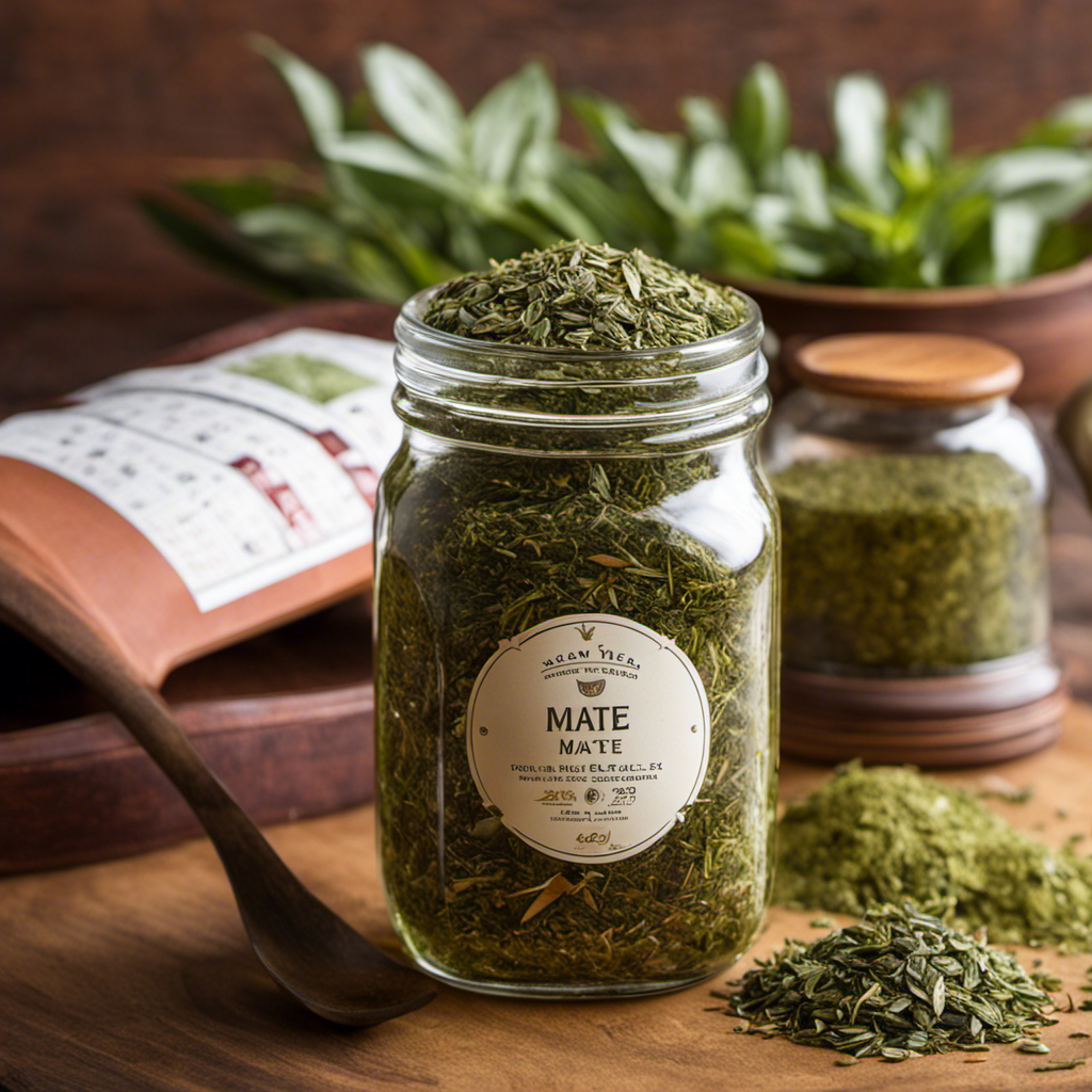 An image of a tightly sealed glass jar filled with vibrant green yerba mate loose leaf tea, surrounded by a calendar showing the passing of time, symbolizing the shelf life of this energizing beverage