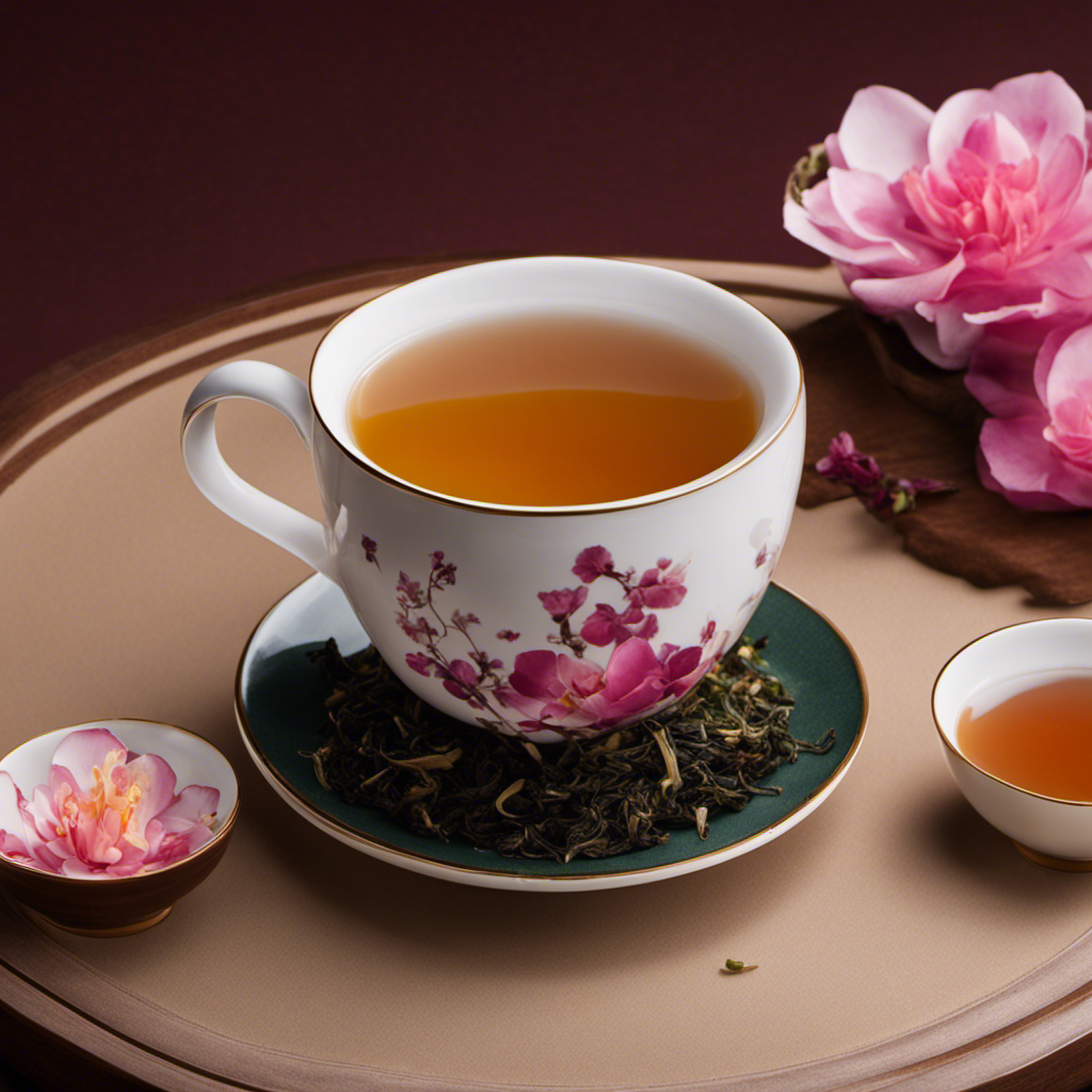 An image showcasing a vibrant, aromatic cup of Oolong tea bought from a local Chinese market