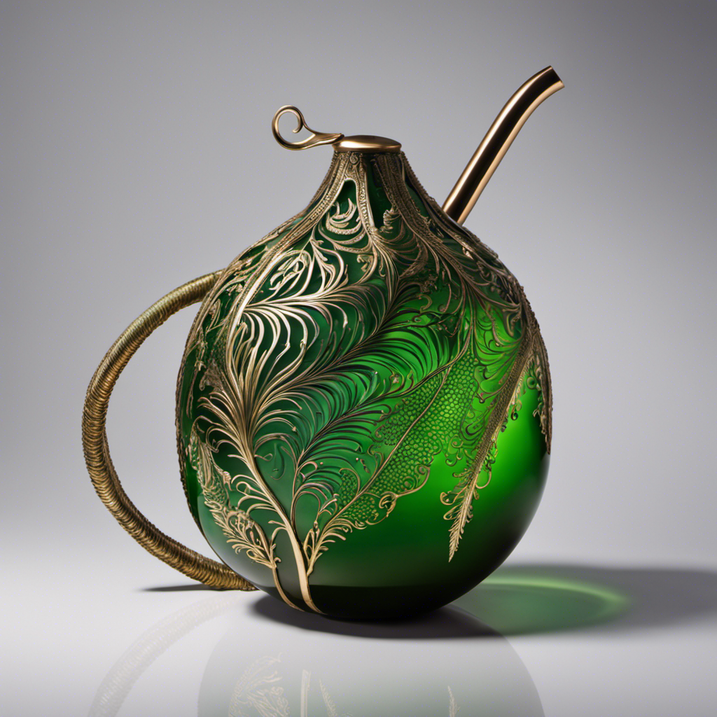 An image showcasing a vibrant gourd filled with a rich green liquid, wisps of steam rising from it