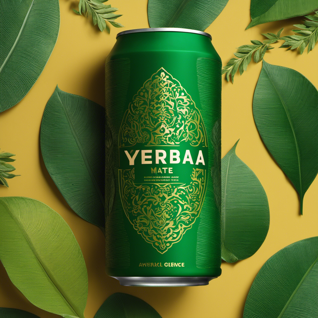 An image showcasing a vibrant, green Yerba Mate drink can with a sleek, modern design