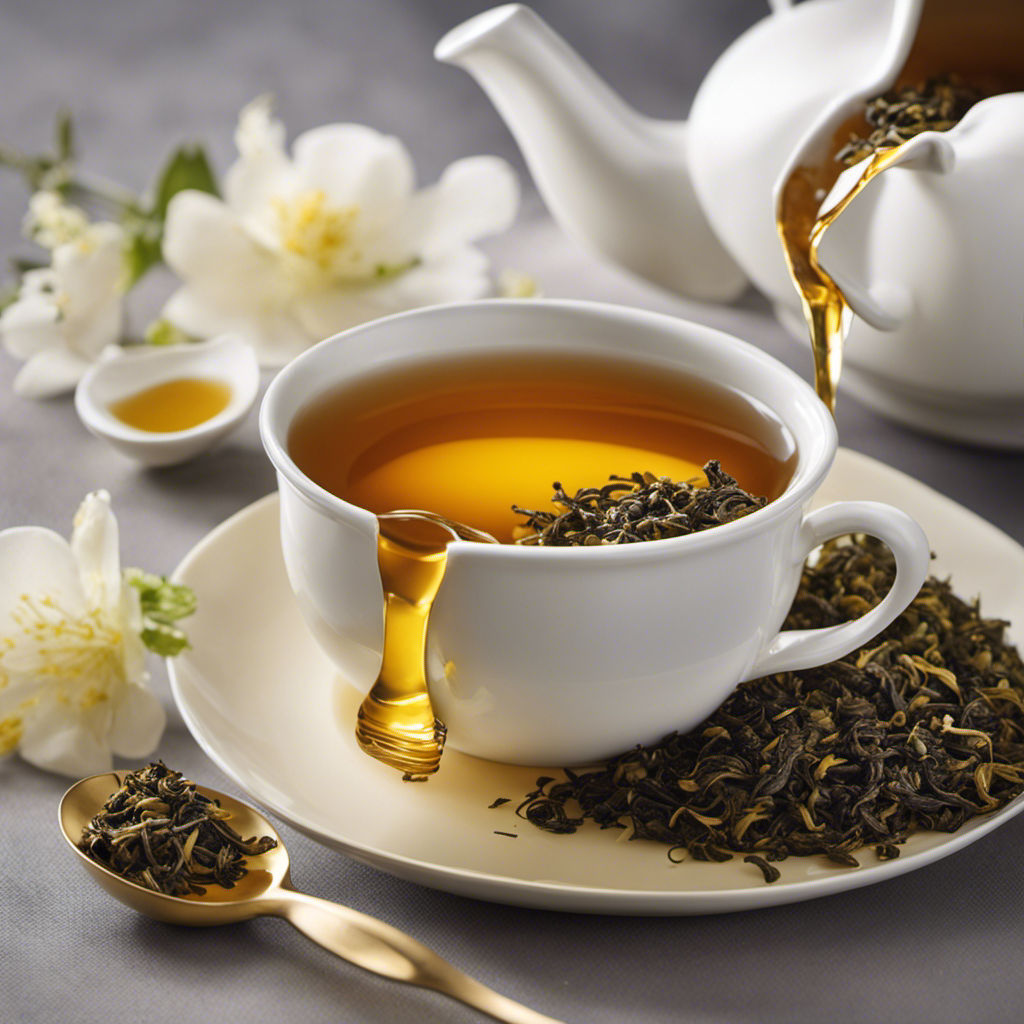 An image featuring a steaming cup of golden-colored oolong tea, exuding a delightful aroma