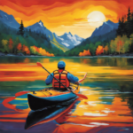 An image showcasing a brightly colored, sturdy life jacket securely fastened around the torso of a paddler seated in a sleek kayak, highlighting its essentiality as the fundamental safety equipment for all canoe and kayak enthusiasts