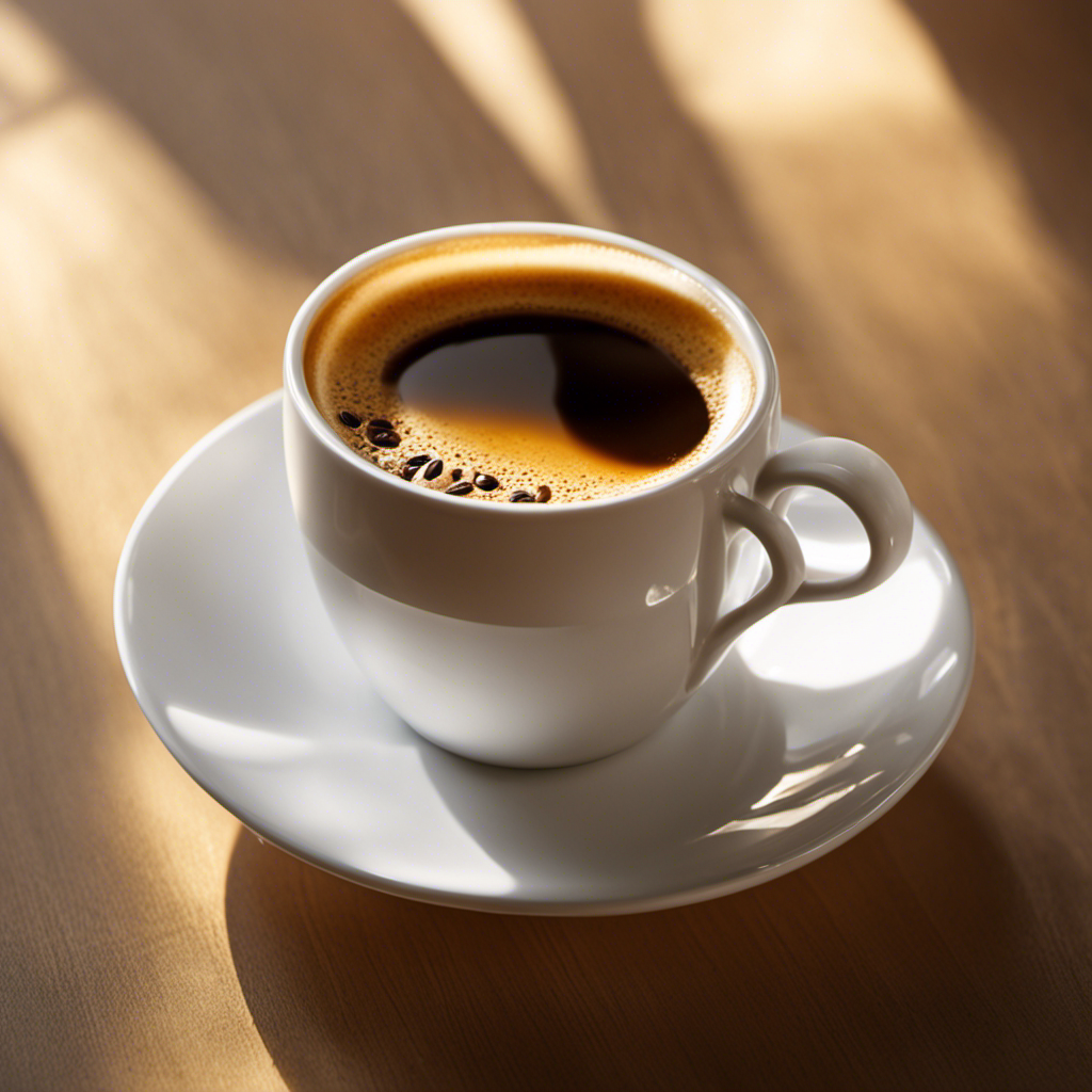 An image of a coffee cup filled with a light golden-brown brew, emitting a delicate aroma