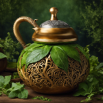 An image that captures the essence of Yerba Mate, showcasing a gourd filled with vibrant green leaves, steam rising from the infusion, while hands gently embrace the vessel, evoking curiosity and intrigue
