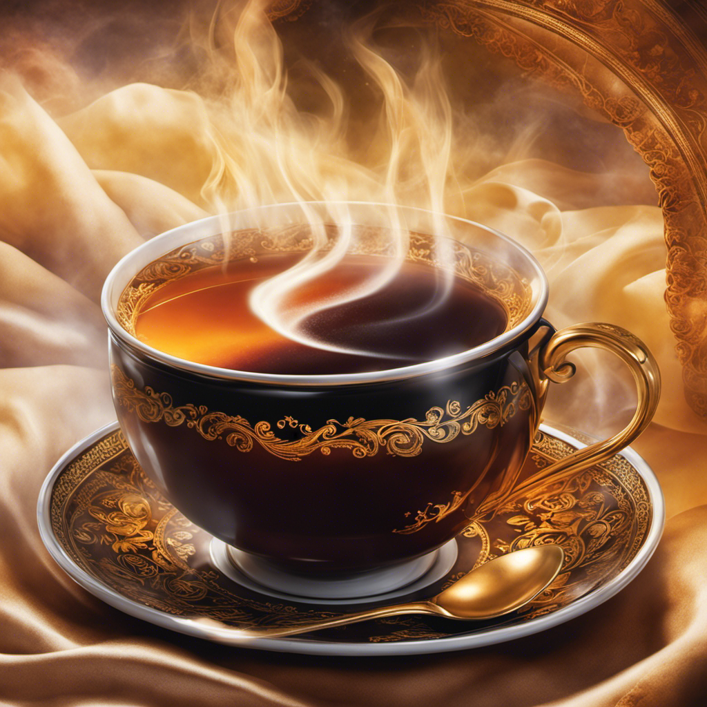 An image showcasing a steaming cup of rich, dark Postum, gently rising from its rim, enveloped in a warm, inviting glow