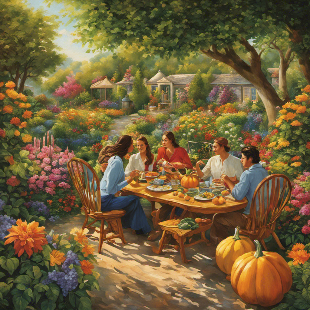 An image that captures the vibrant essence of a social gathering, where friends sit in a sun-drenched garden, sipping yerba mate from traditional gourds, surrounded by lush greenery and colorful blossoms