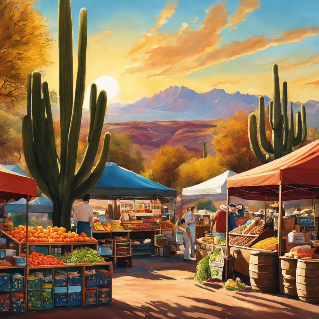 An image showcasing the vibrant Arizona landscape, bathed in warm sunlight