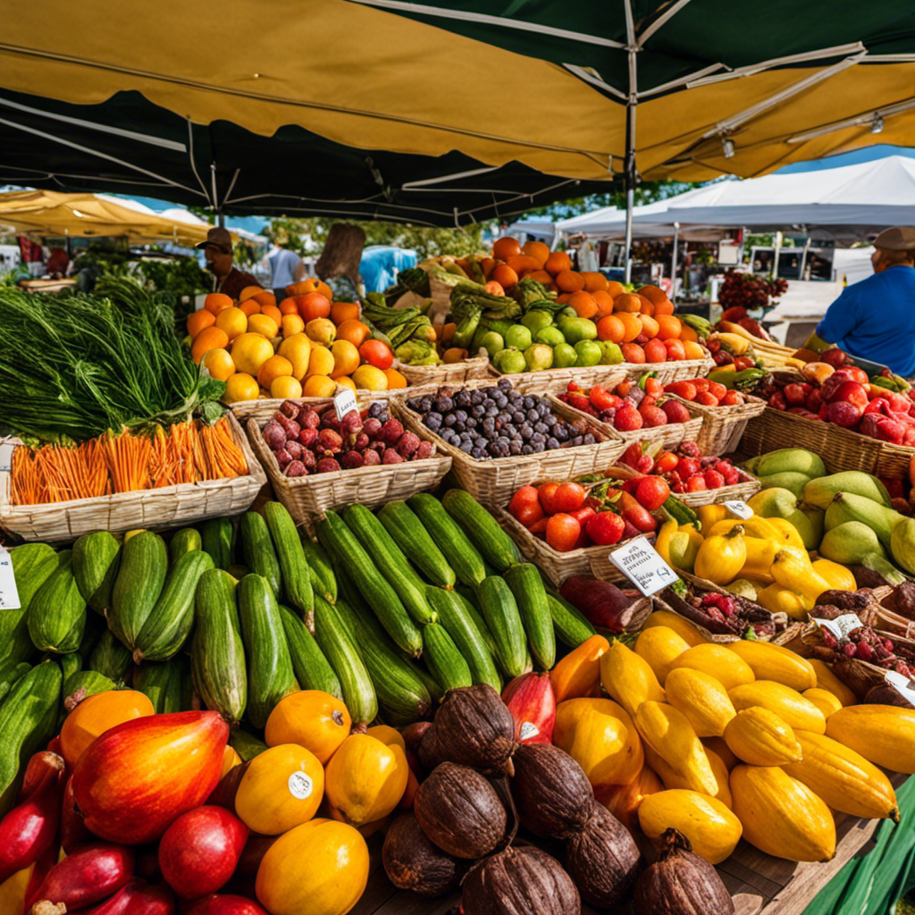 An image showcasing a vibrant farmers market in Brevard County, Florida