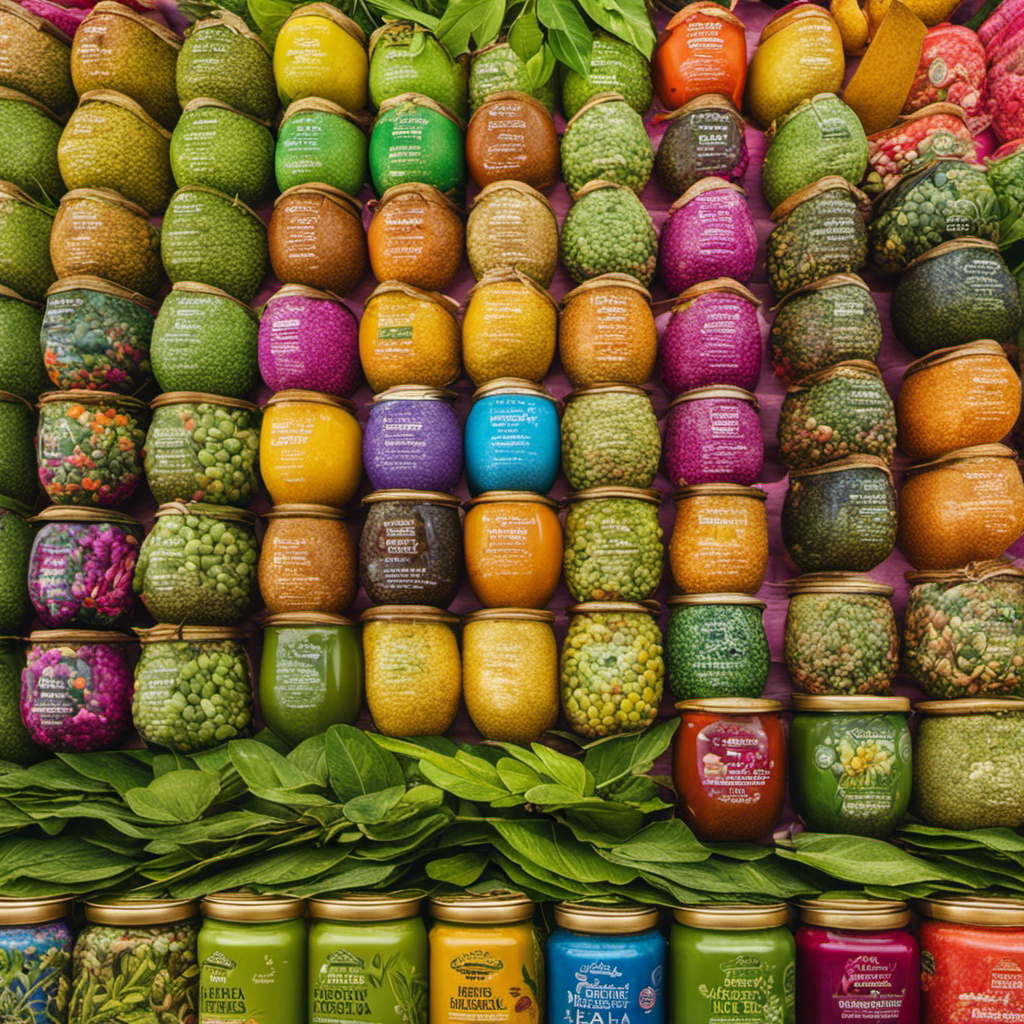 An image showcasing a vibrant, bustling marketplace with colorful stalls displaying an array of Yerba Mate Green Tea products