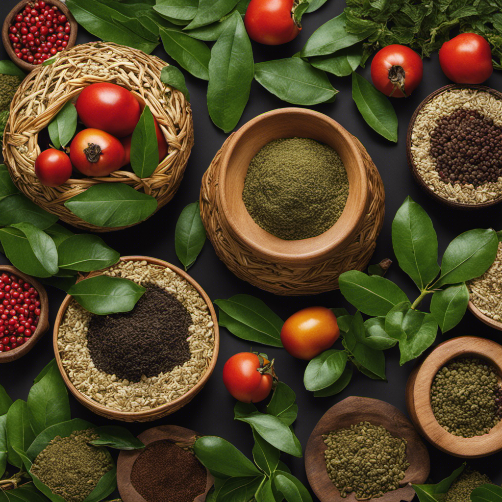 An image showcasing the intricate process of harvesting and processing Yerba Mate leaves and Guarana seeds, highlighting their transformation into rich, flavorful carbs