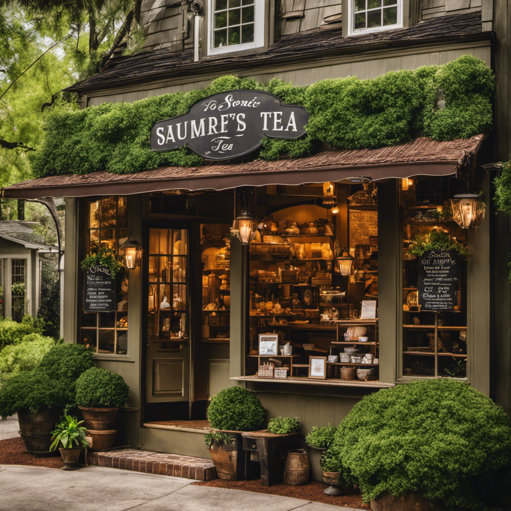 E image of a charming tea shop nestled amidst lush greenery in Sumter, SC
