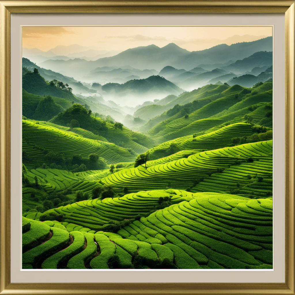 An image showcasing a serene landscape in the misty mountains of Fujian, China
