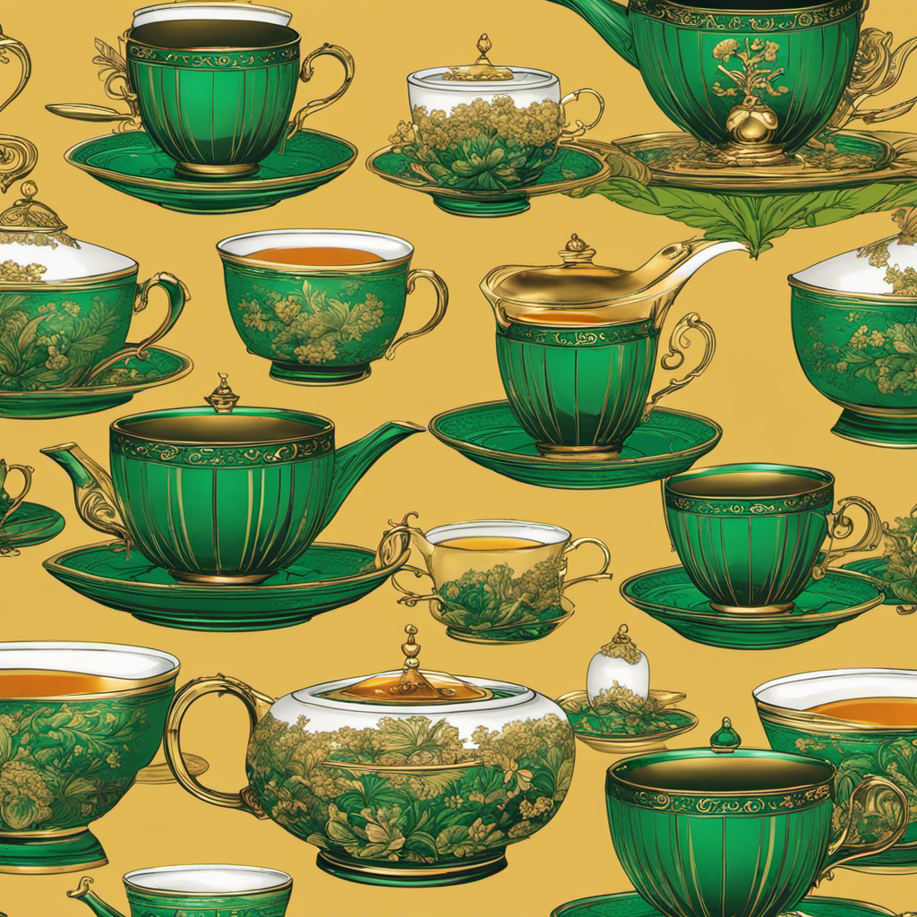 An image showcasing two elegant teacups filled with steaming brews: one vibrant green, the other a rich amber