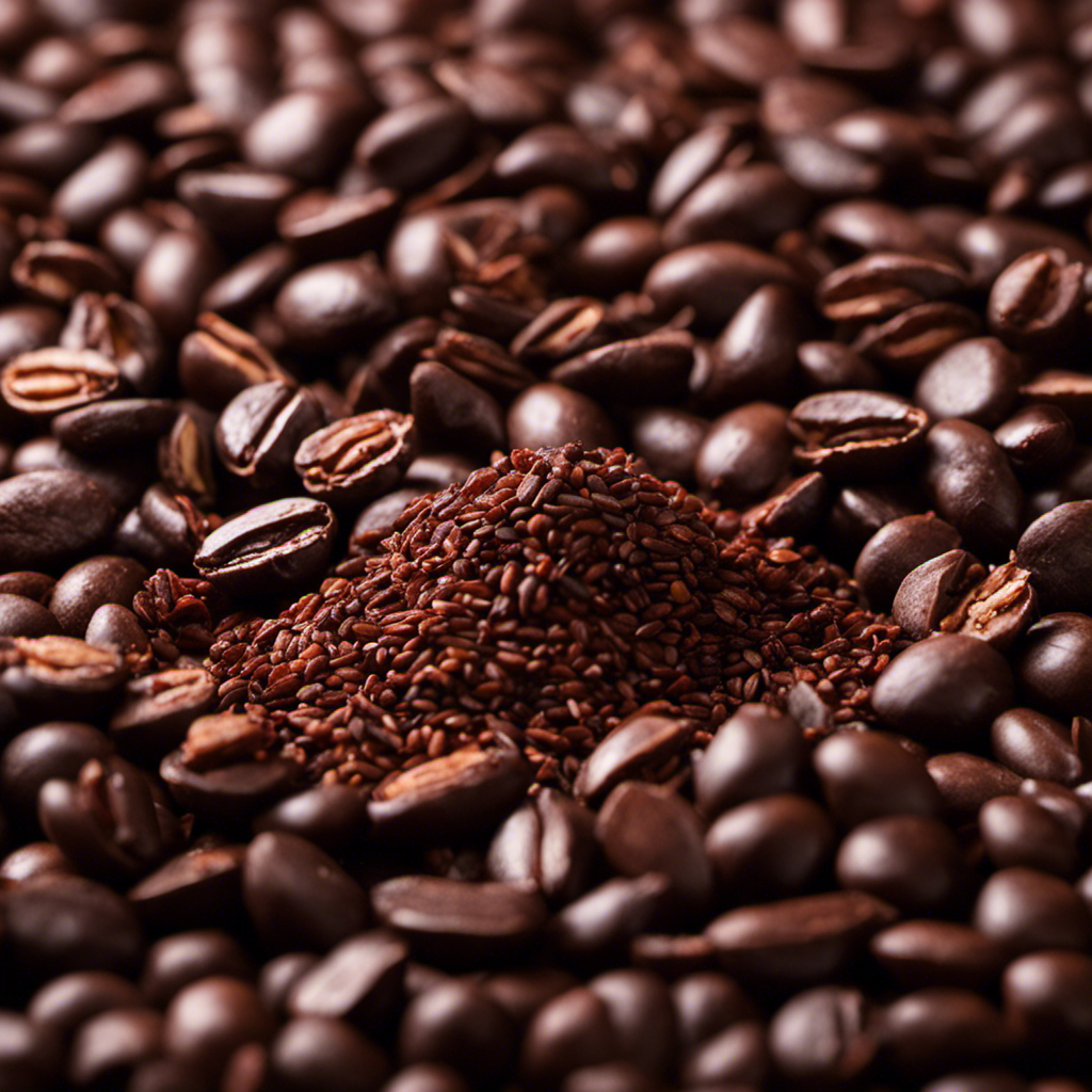 An image featuring two contrasting piles of cacao nibs - one raw, with a rich brown hue and a natural texture, and the other cooked, showcasing a slightly darker shade and a smoother appearance