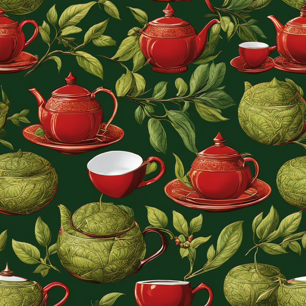 An image showcasing a vibrant green tea leaf and a rich red rooibos leaf side by side